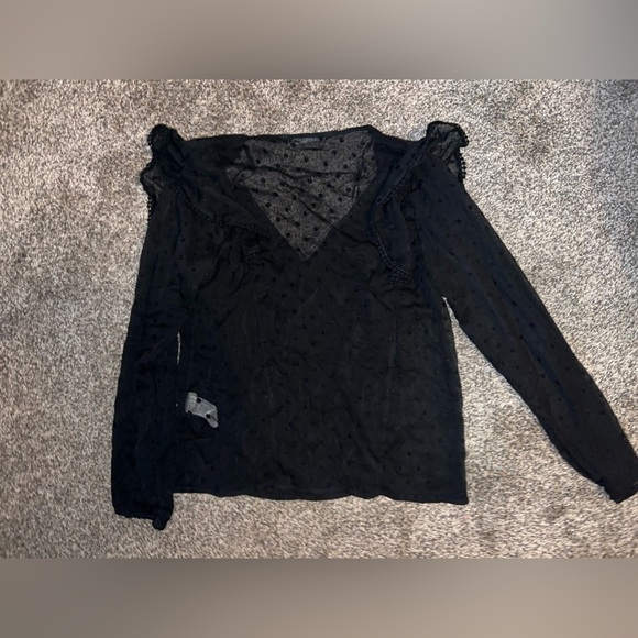 Zara Sheer Dotted Long Sleeve Blouse Size extra small - Picture 6 of 9